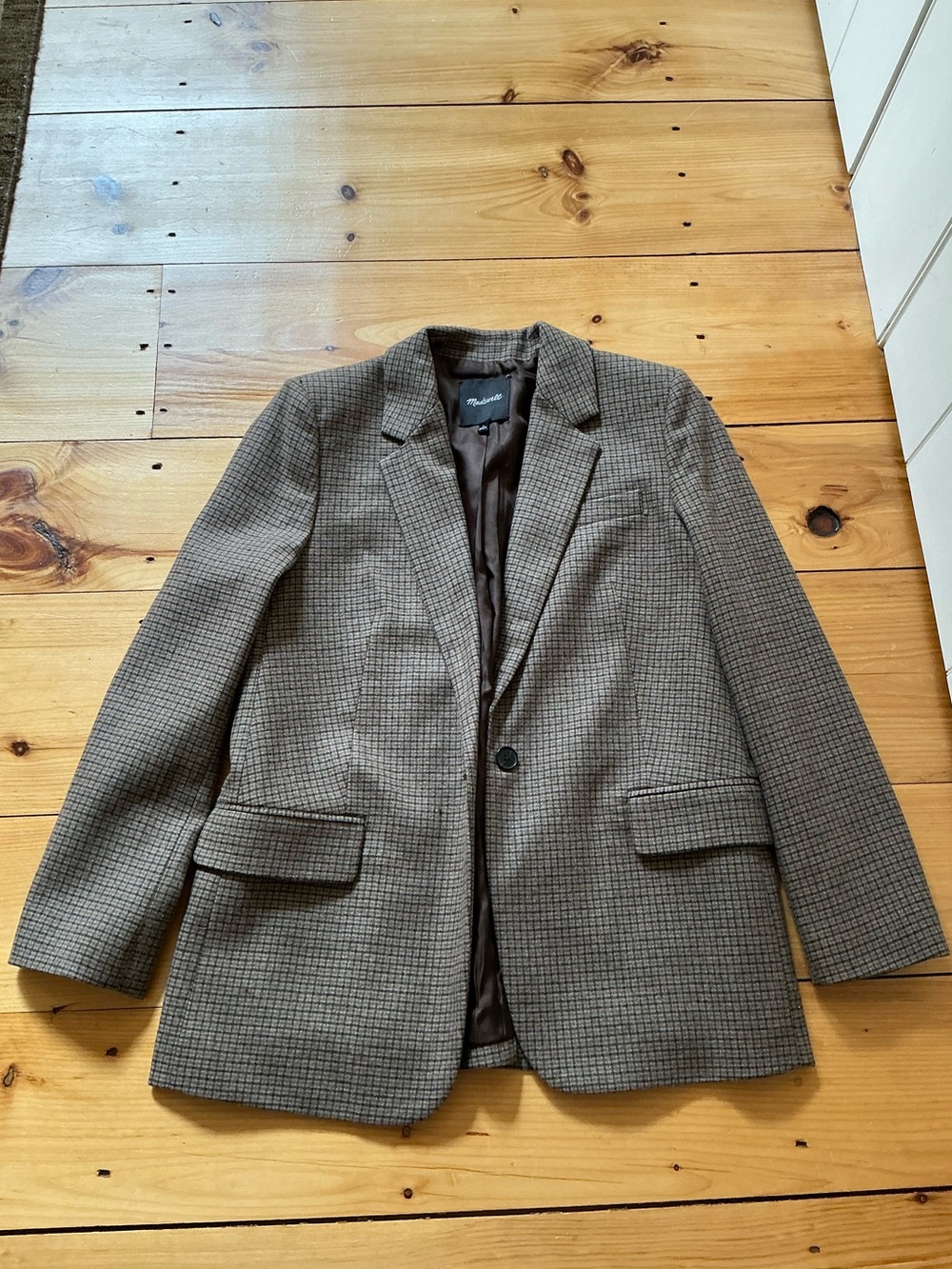 Madewell The Kline Blazer in Parton Check - Italian Fabric, Size 8